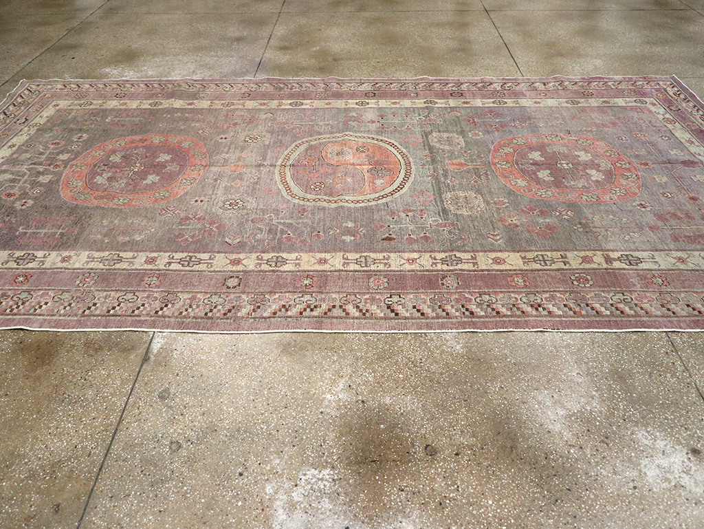 Antique East Turkestan Khotan Gallery Carpet, No.27747 - Staging