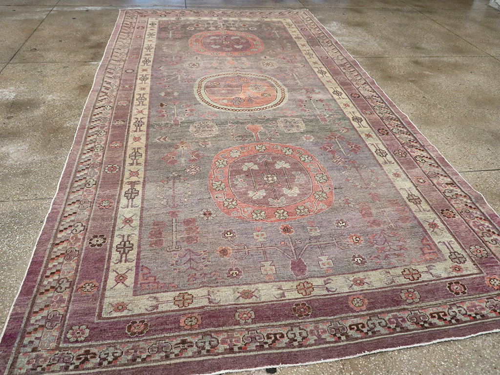 Antique East Turkestan Khotan Gallery Carpet, No.27747 - Staging