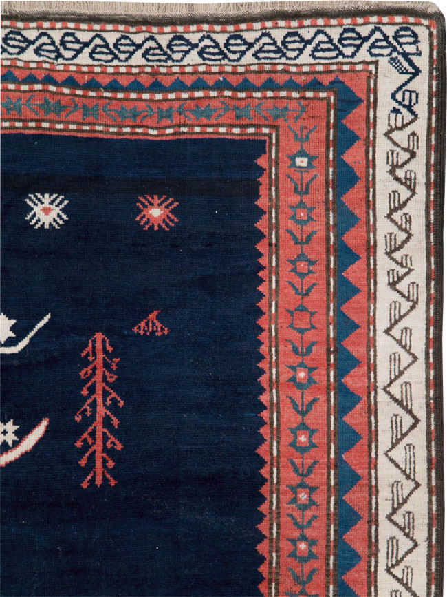 Vintage Caucasian Kazak Rug, No.27756 - Staging
