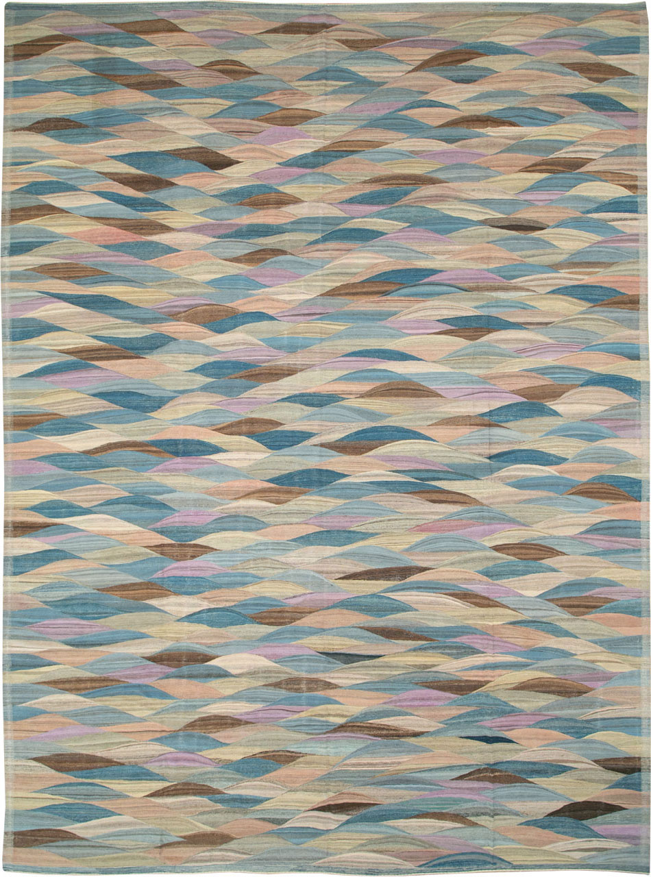 Modern Swedish Inspired Turkish Flatweave, No.27766 - Staging