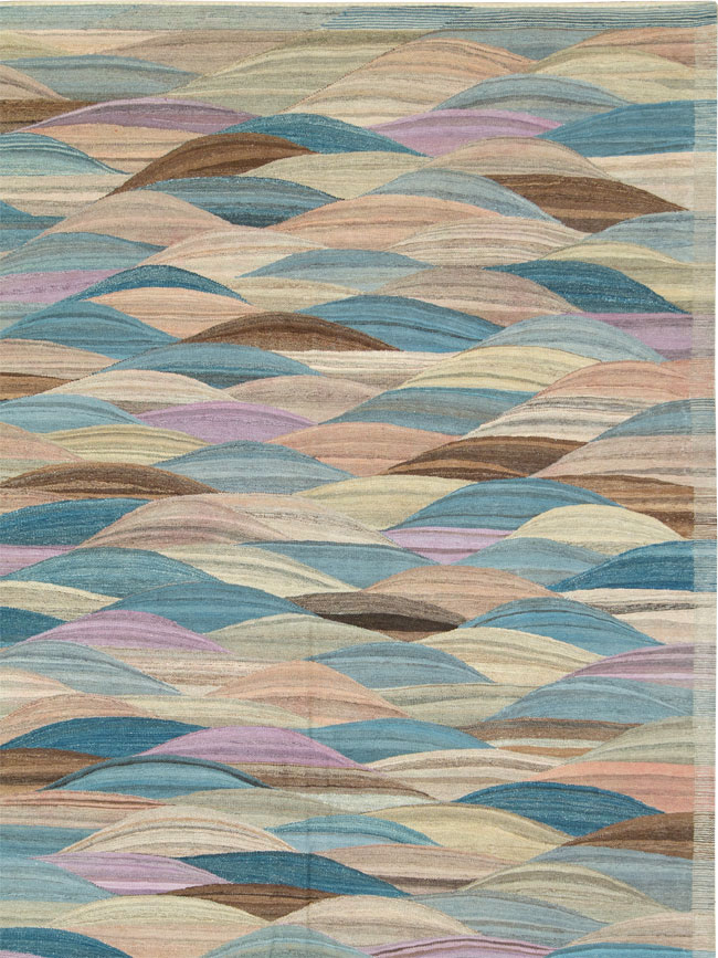 Modern Swedish Inspired Turkish Flatweave, No.27766 - Staging
