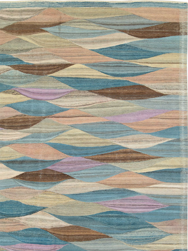 Modern Swedish Inspired Turkish Flatweave, No.27766 - Staging
