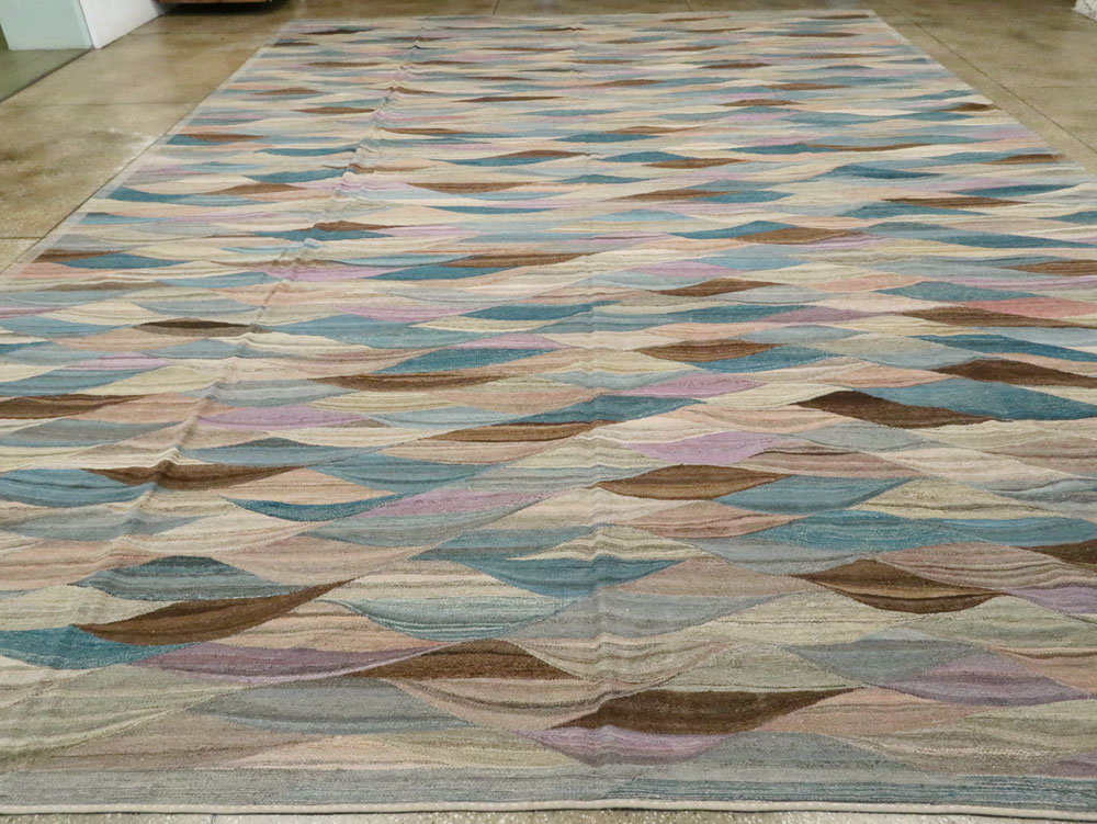 Modern Swedish Inspired Turkish Flatweave, No.27766 - Staging