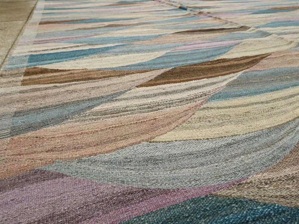 Modern Swedish Inspired Turkish Flatweave, No.27766 - Staging