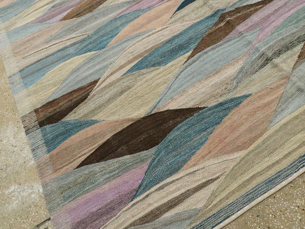 Modern Swedish Inspired Turkish Flatweave, No.27766 - Staging