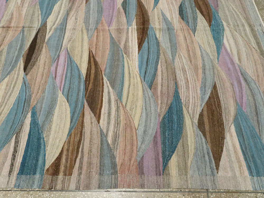 Modern Swedish Inspired Turkish Flatweave, No.27766 - Staging