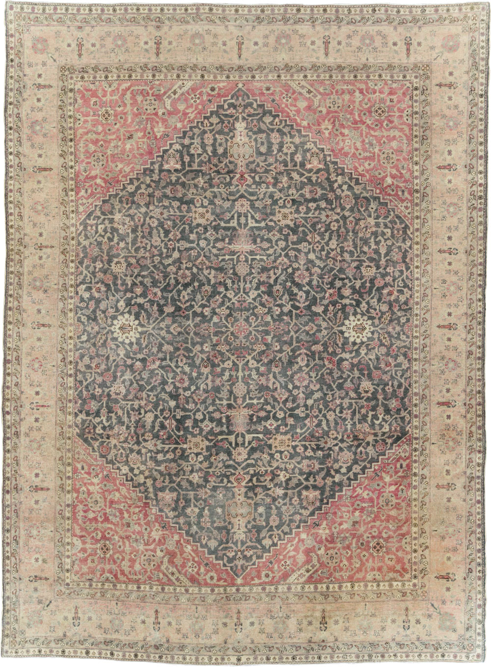 Antique Persian Tabriz Room Size Carpet, No.27774 - Staging