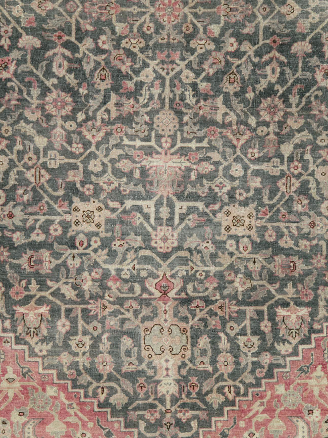 Antique Persian Tabriz Room Size Carpet, No.27774 - Staging
