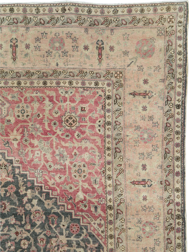 Antique Persian Tabriz Room Size Carpet, No.27774 - Staging