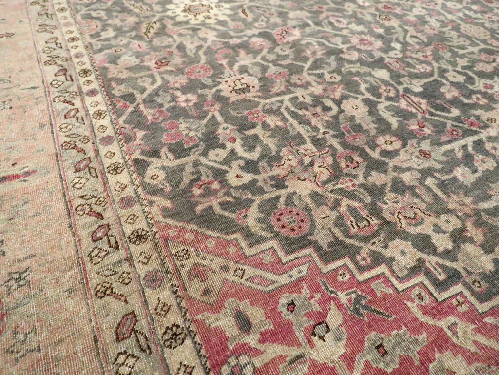 Antique Persian Tabriz Room Size Carpet, No.27774 - Staging