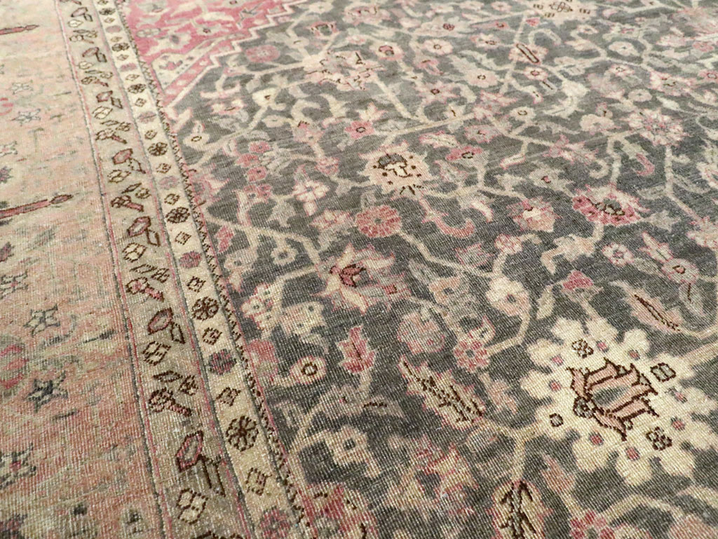Antique Persian Tabriz Room Size Carpet, No.27774 - Staging