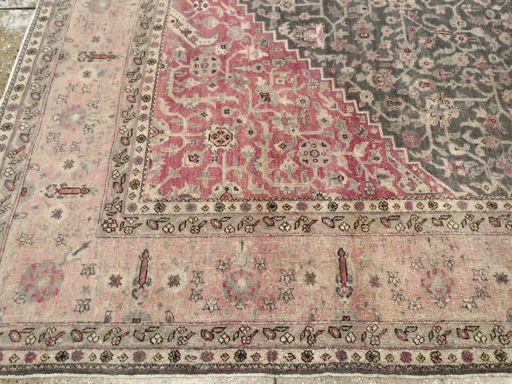 Antique Persian Tabriz Room Size Carpet, No.27774 - Staging