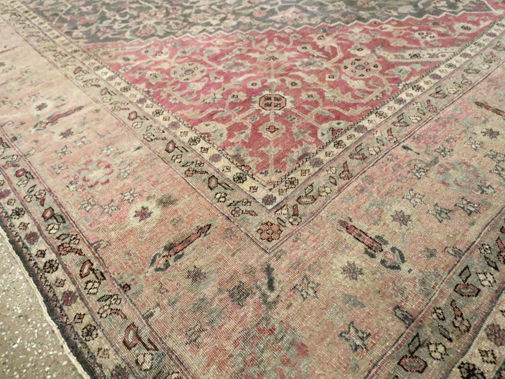 Antique Persian Tabriz Room Size Carpet, No.27774 - Staging