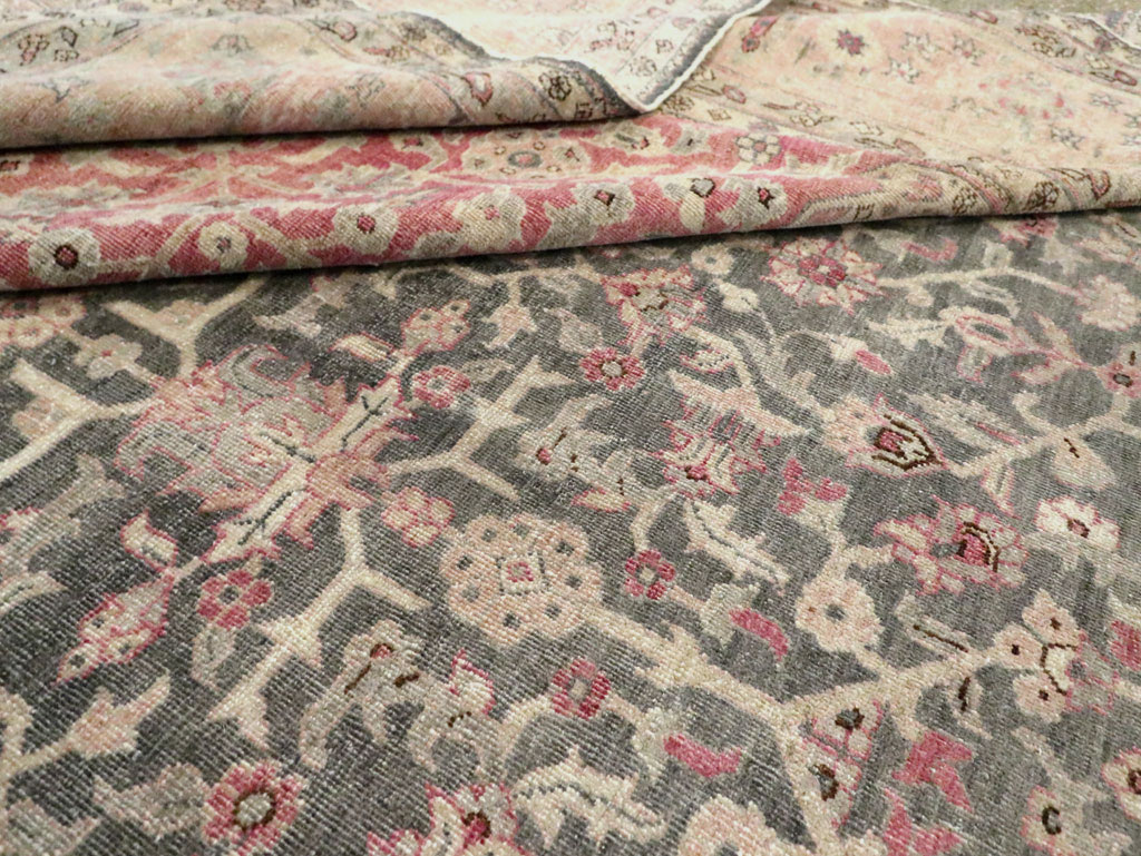 Antique Persian Tabriz Room Size Carpet, No.27774 - Staging