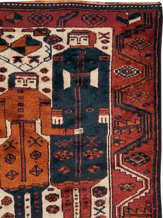 Vintage Persian Pictorial Bakhtiari Rug, No.27782 - Staging