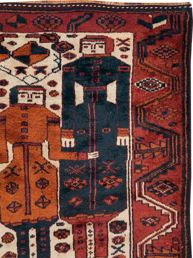 Vintage Persian Pictorial Bakhtiari Rug, No.27782 - Staging