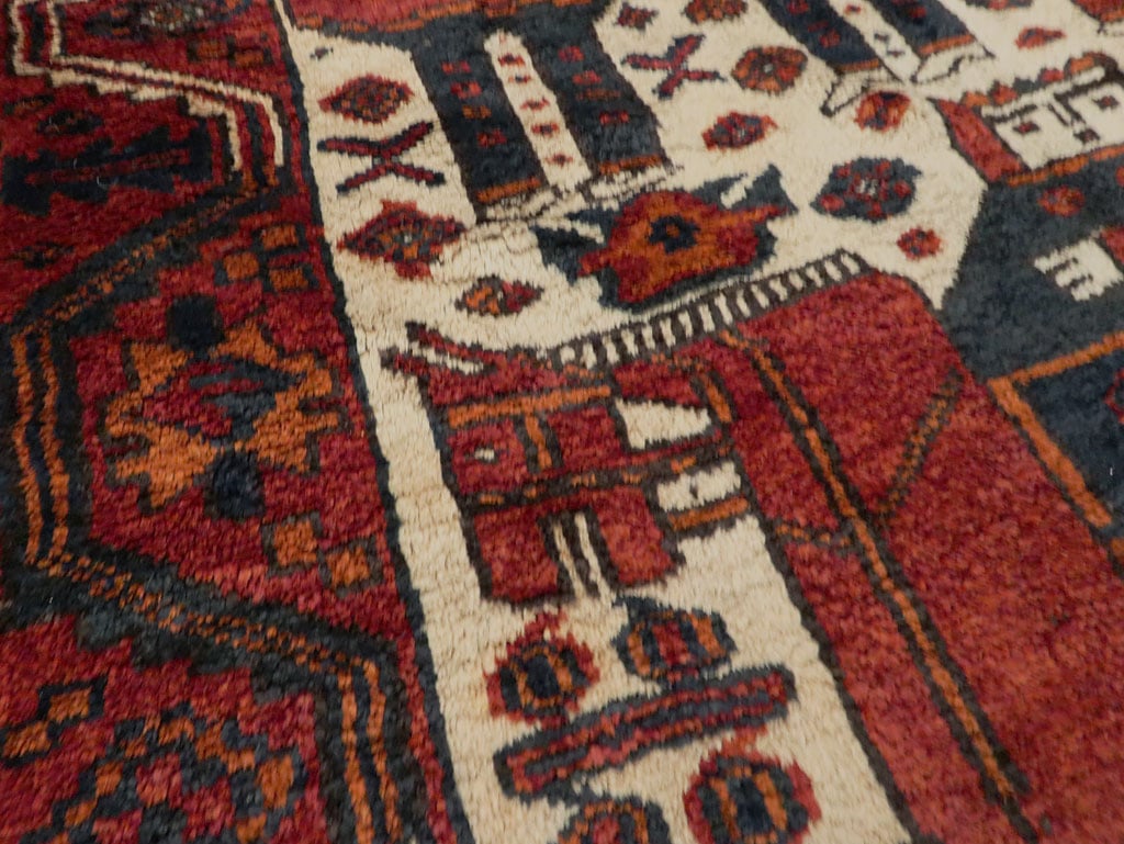 Vintage Persian Pictorial Bakhtiari Rug, No.27782 - Staging