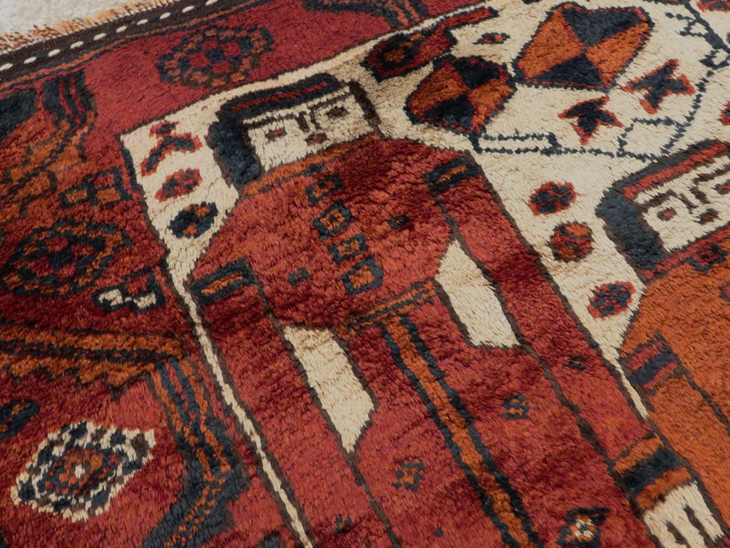 Vintage Persian Pictorial Bakhtiari Rug, No.27782 - Staging