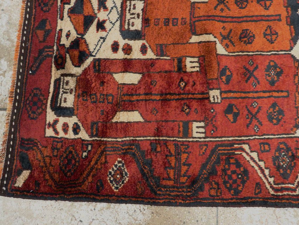 Vintage Persian Pictorial Bakhtiari Rug, No.27782 - Staging