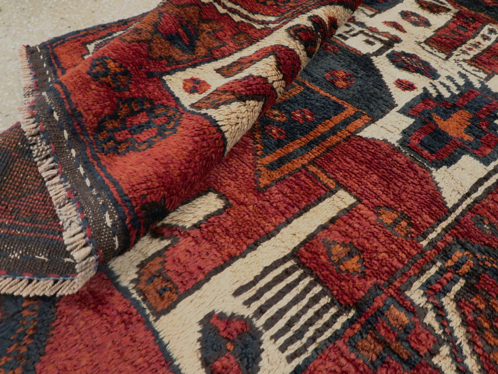 Vintage Persian Pictorial Bakhtiari Rug, No.27782 - Staging