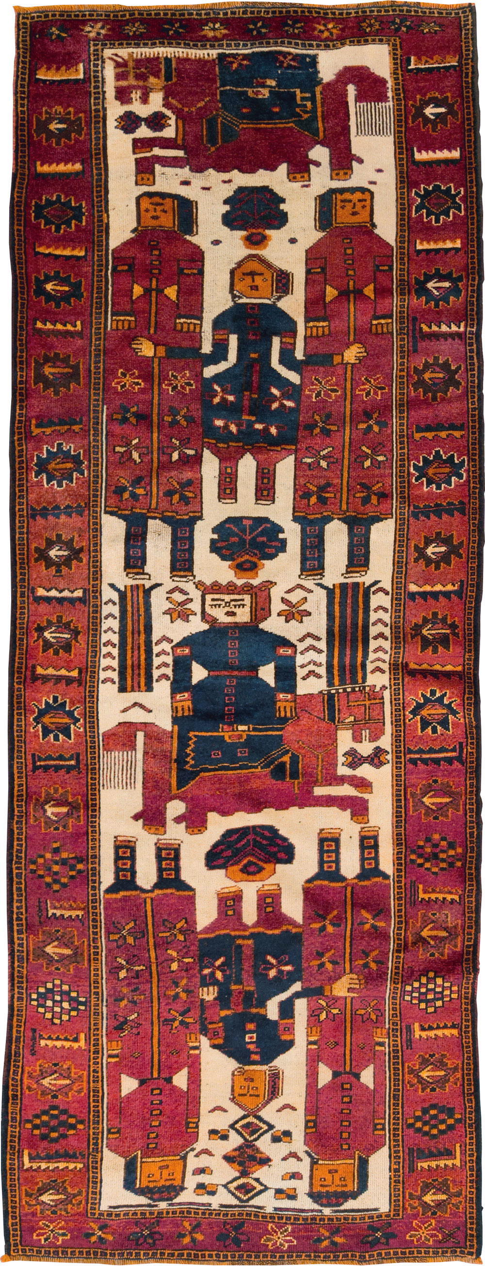 Vintage Persian Pictorial Bakhtiari Rug, No.27783 - Staging