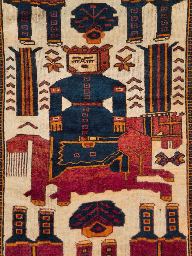 Vintage Persian Pictorial Bakhtiari Rug, No.27783 - Staging