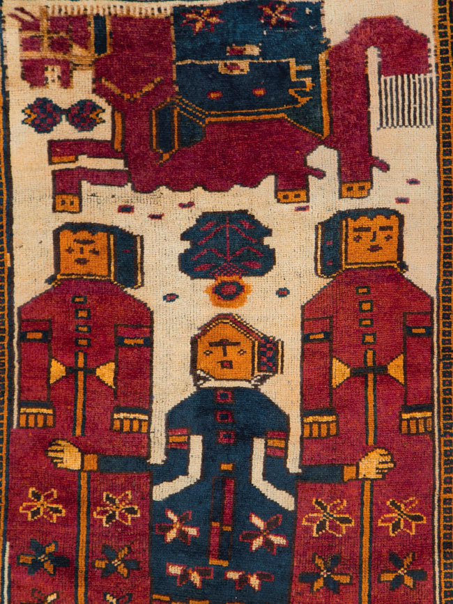 Vintage Persian Pictorial Bakhtiari Rug, No.27783 - Staging