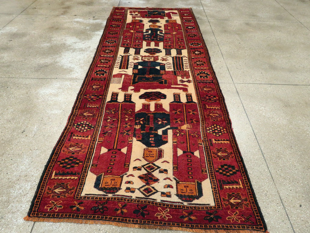 Vintage Persian Pictorial Bakhtiari Rug, No.27783 - Staging