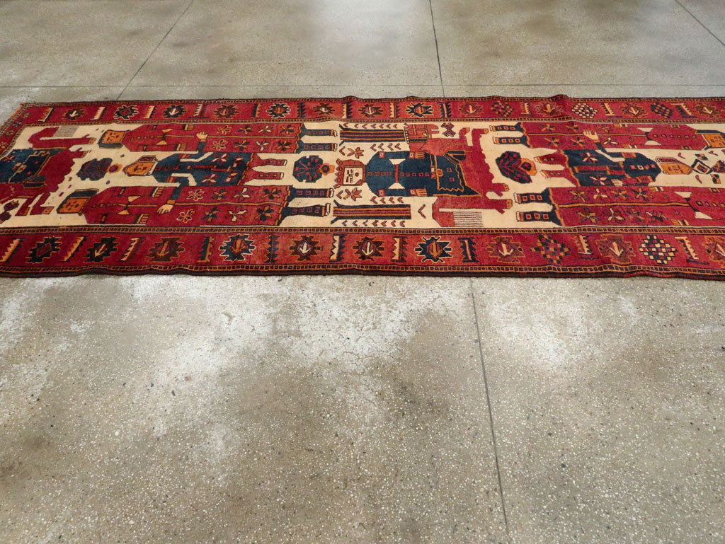 Vintage Persian Pictorial Bakhtiari Rug, No.27783 - Staging