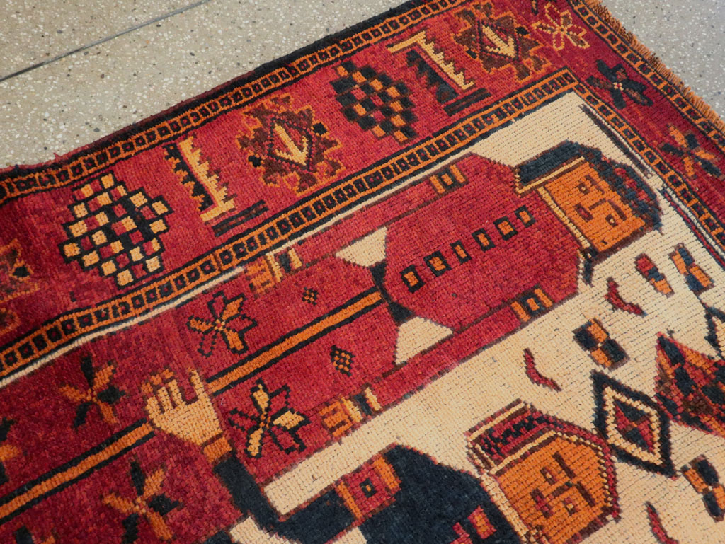 Vintage Persian Pictorial Bakhtiari Rug, No.27783 - Staging