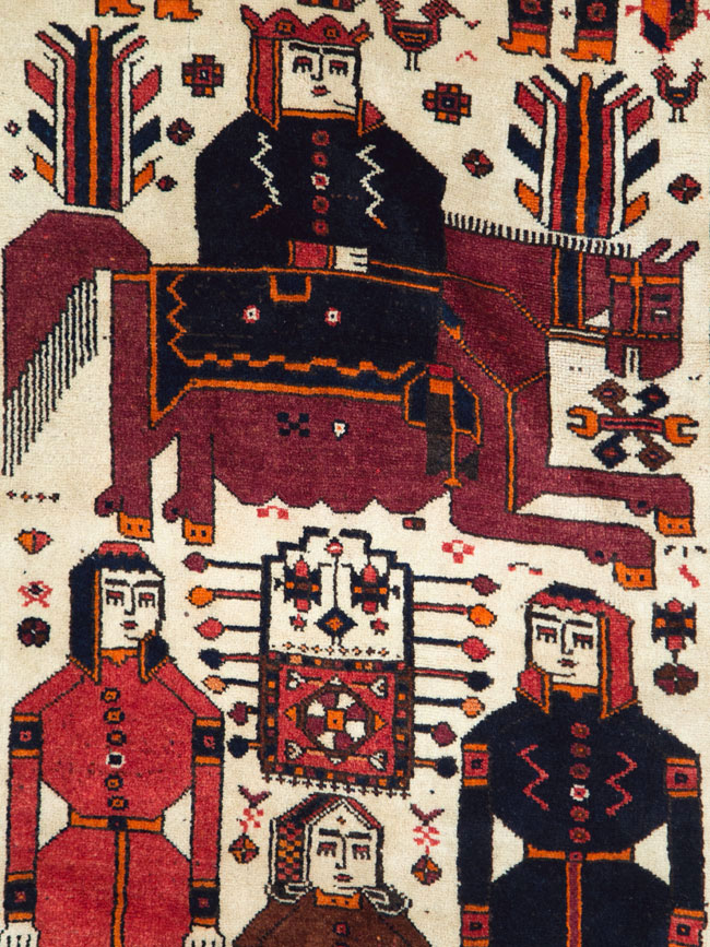 Vintage Pictorial Bakhtiari Rug, No.27784 - Staging