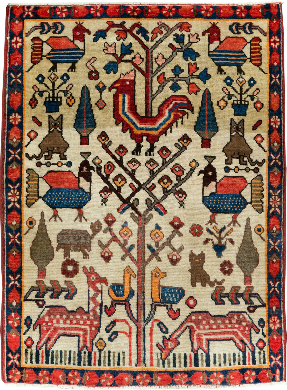 Vintage Persian Tabriz Pictorial Rug, No.27788 - Staging