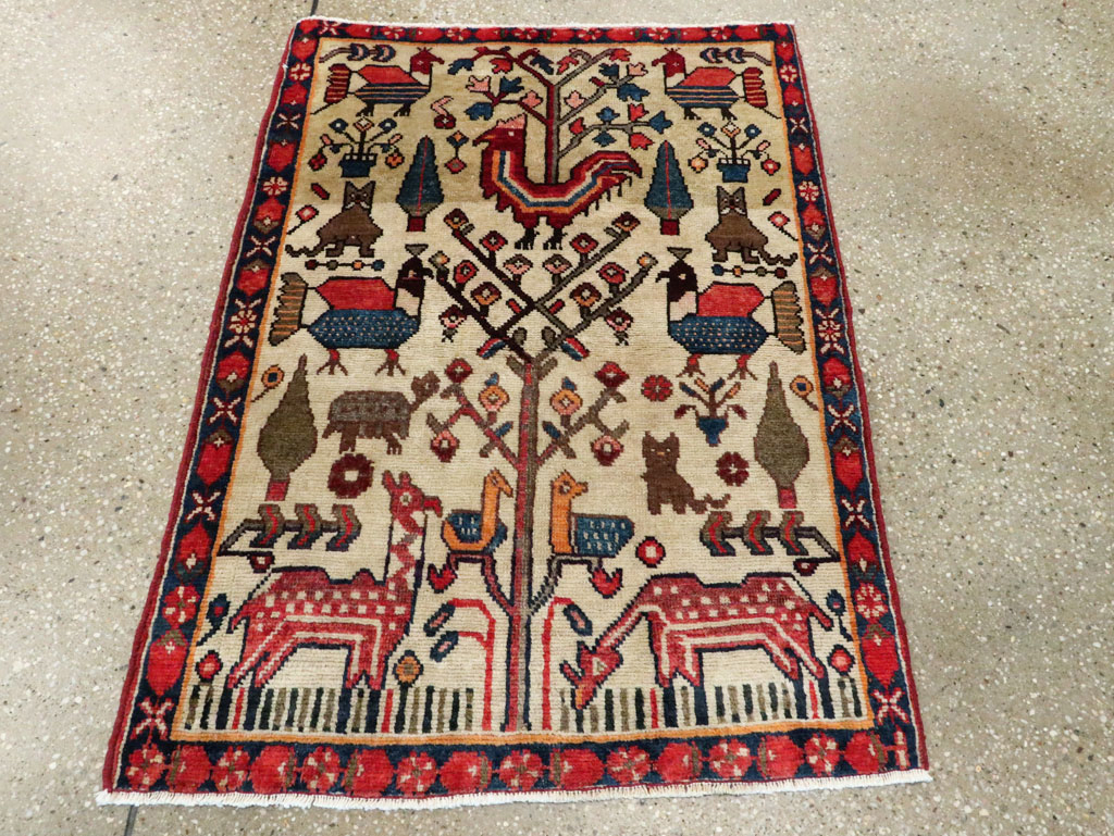 Vintage Persian Tabriz Pictorial Rug, No.27788 - Staging