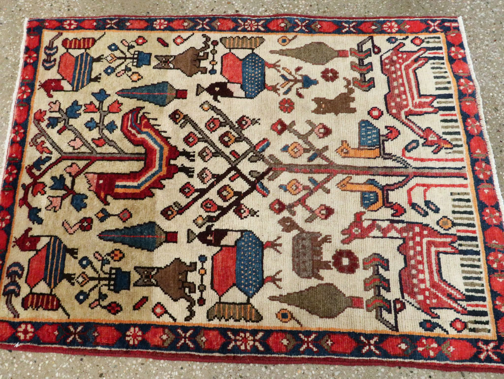 Vintage Persian Tabriz Pictorial Rug, No.27788 - Staging