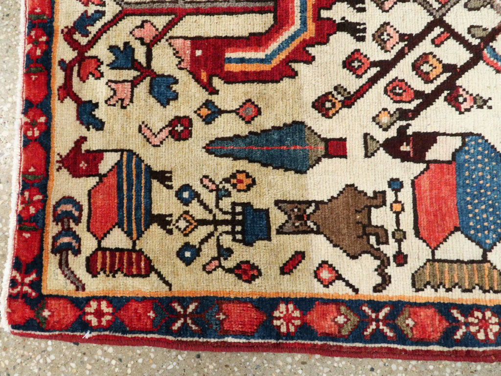 Vintage Persian Tabriz Pictorial Rug, No.27788 - Staging