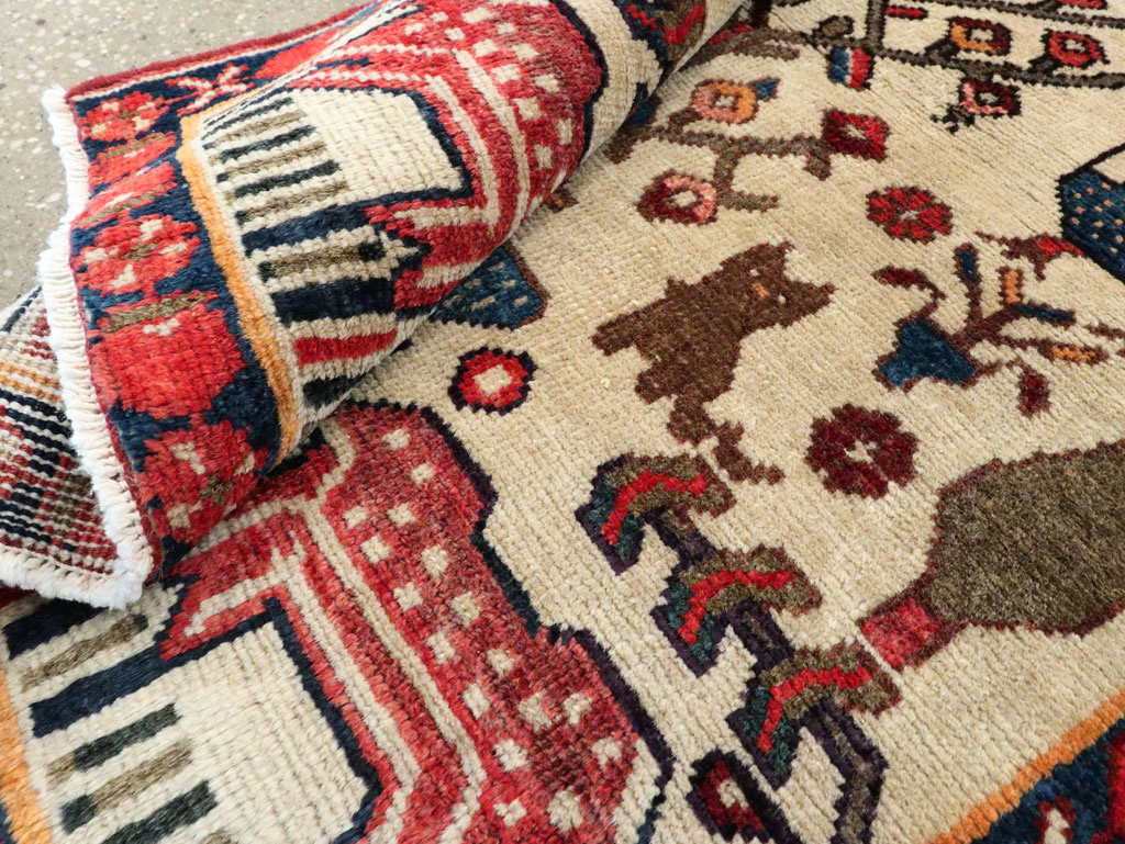 Vintage Persian Tabriz Pictorial Rug, No.27788 - Staging