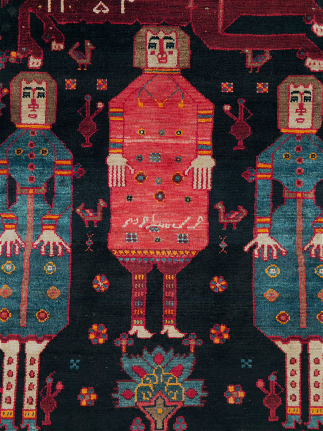 Vintage Persian Pictorial Bakhtiari Rug, No.27789 - Staging