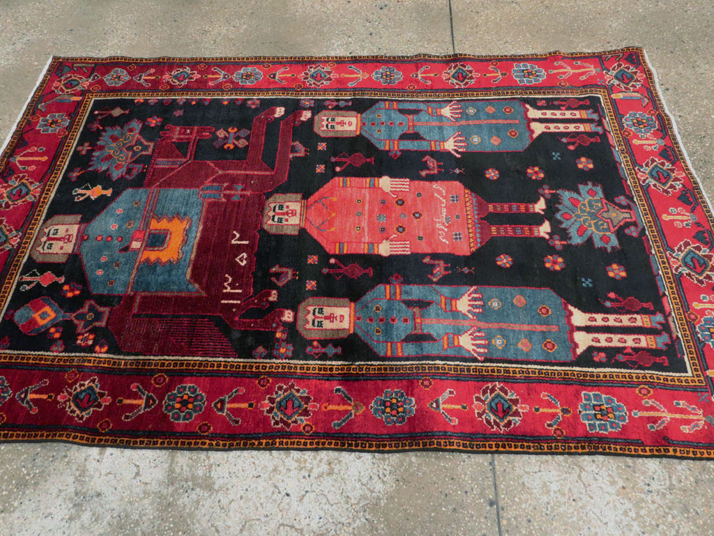 Vintage Persian Pictorial Bakhtiari Rug, No.27789 - Staging