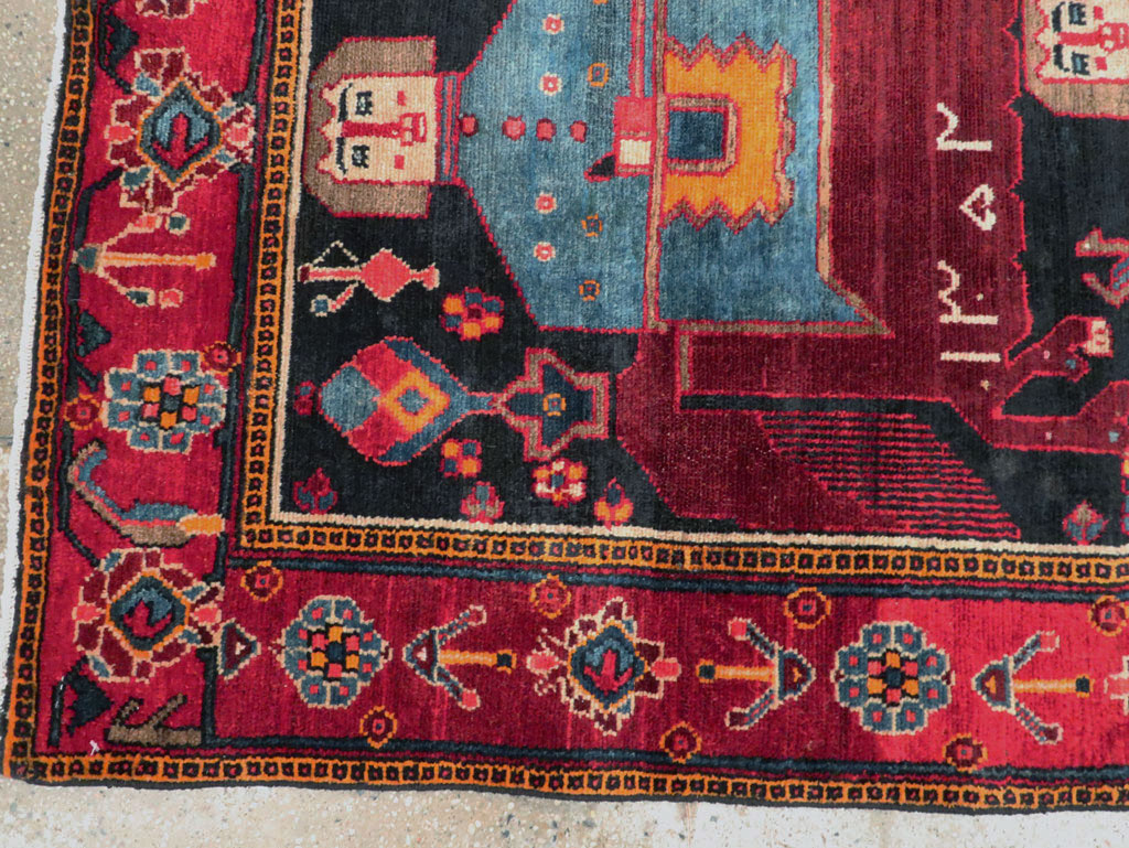 Vintage Persian Pictorial Bakhtiari Rug, No.27789 - Staging