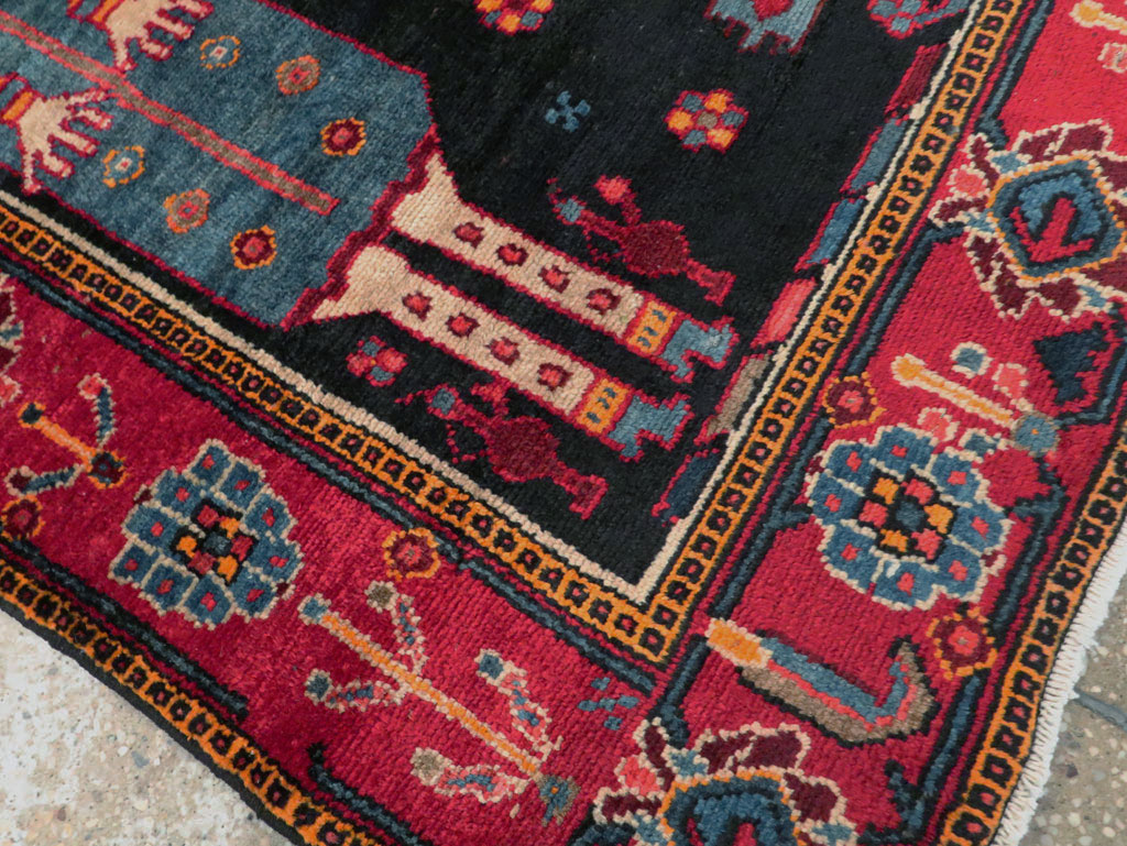 Vintage Persian Pictorial Bakhtiari Rug, No.27789 - Staging