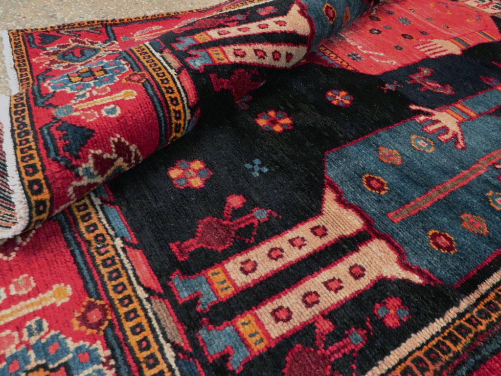 Vintage Persian Pictorial Bakhtiari Rug, No.27789 - Staging