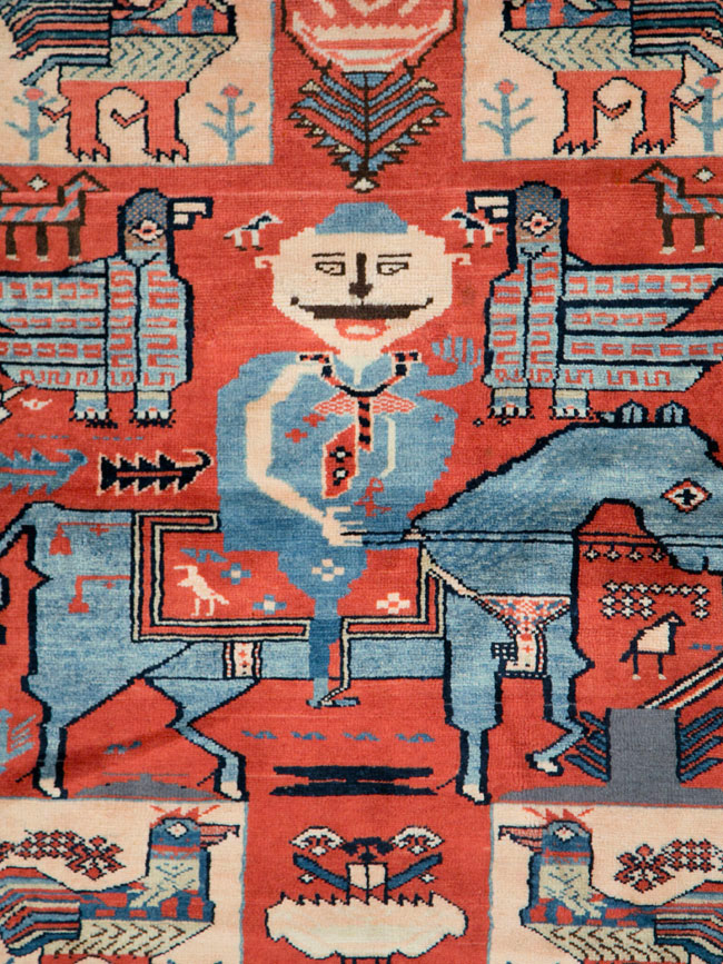 Vintage Pictorial Hamadan Rug, No.27794 - Staging