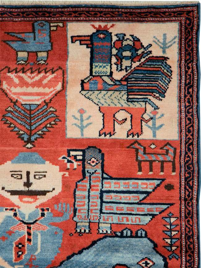 Vintage Pictorial Hamadan Rug, No.27794 - Staging