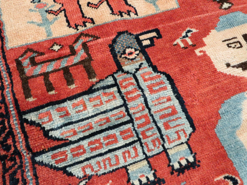 Vintage Pictorial Hamadan Rug, No.27794 - Staging