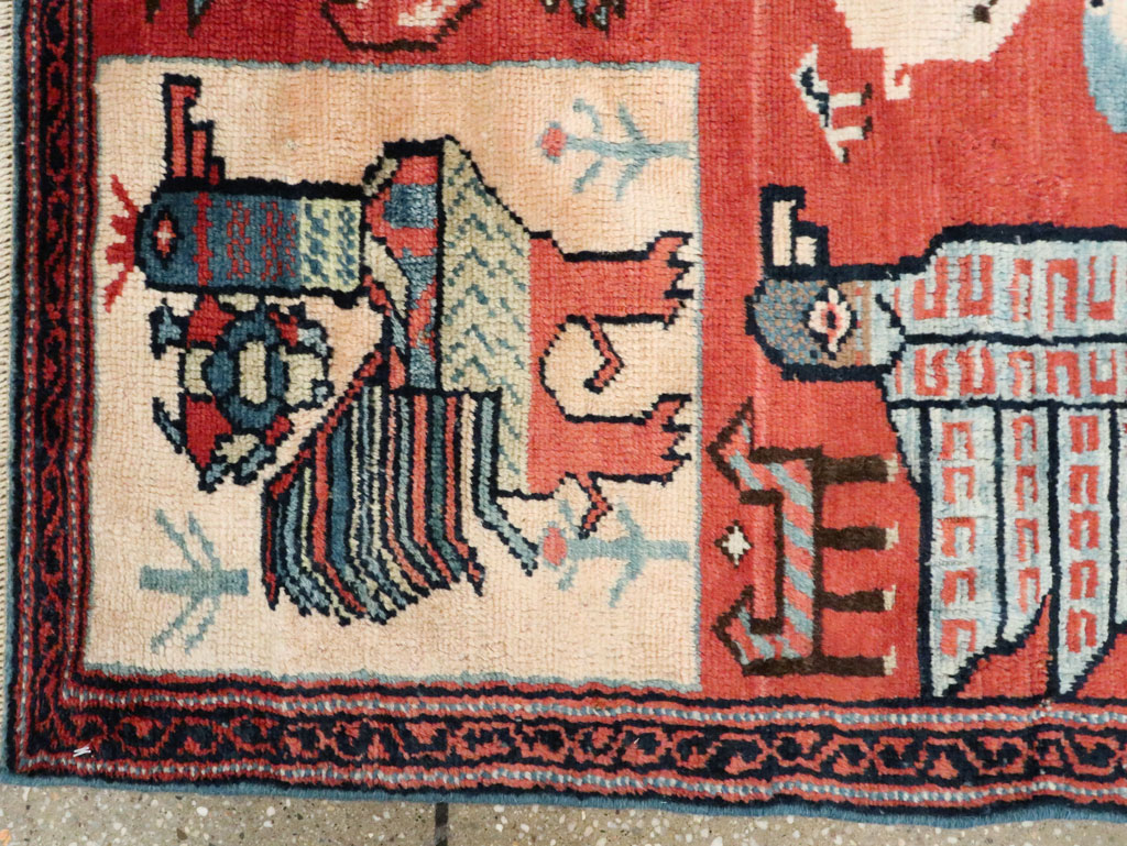 Vintage Pictorial Hamadan Rug, No.27794 - Staging