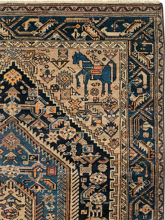 Antique Persian Malayer Pictorial Accent Rug, No.27795 - Staging