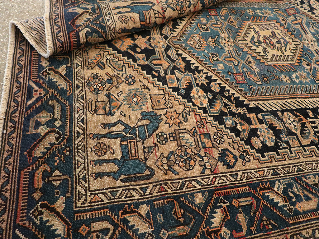 Antique Persian Malayer Pictorial Accent Rug, No.27795 - Staging