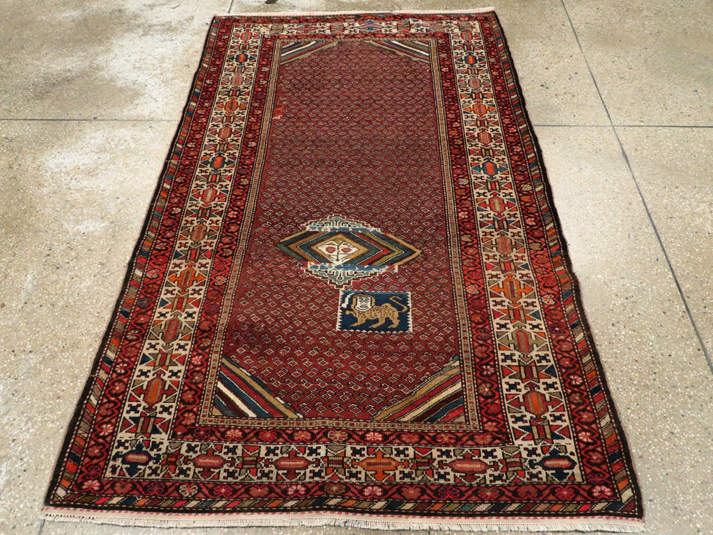 Antique Persian Pictorial Malayer Accent Rug, No.27798 - Staging