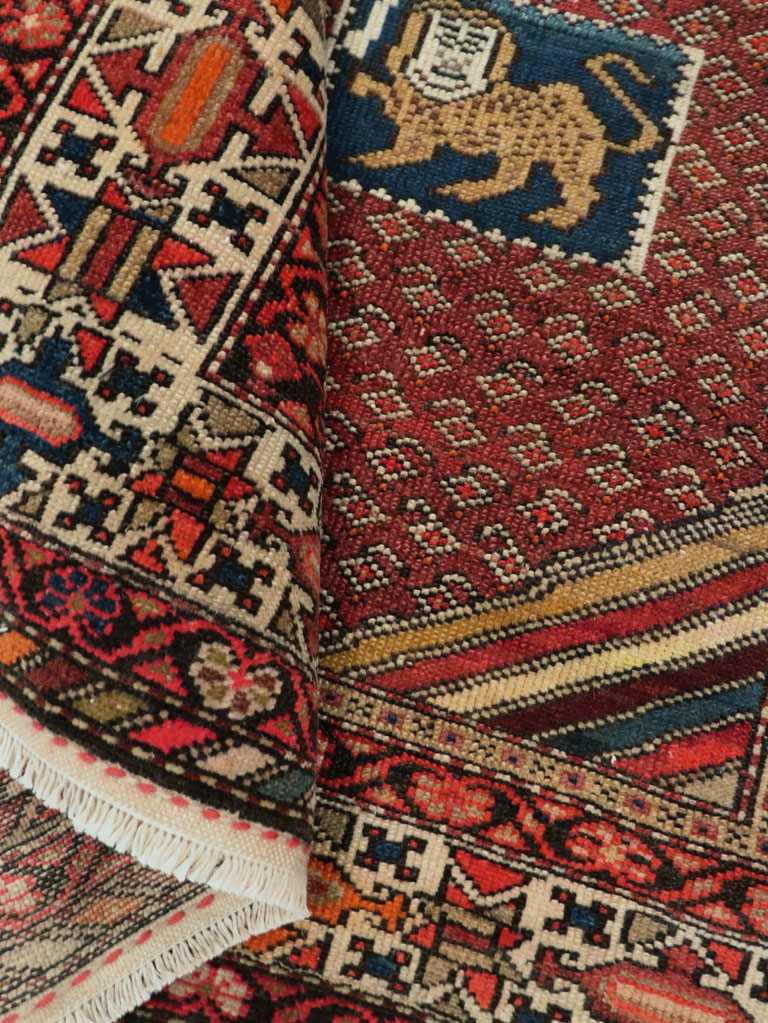 Antique Persian Pictorial Malayer Accent Rug, No.27798 - Staging