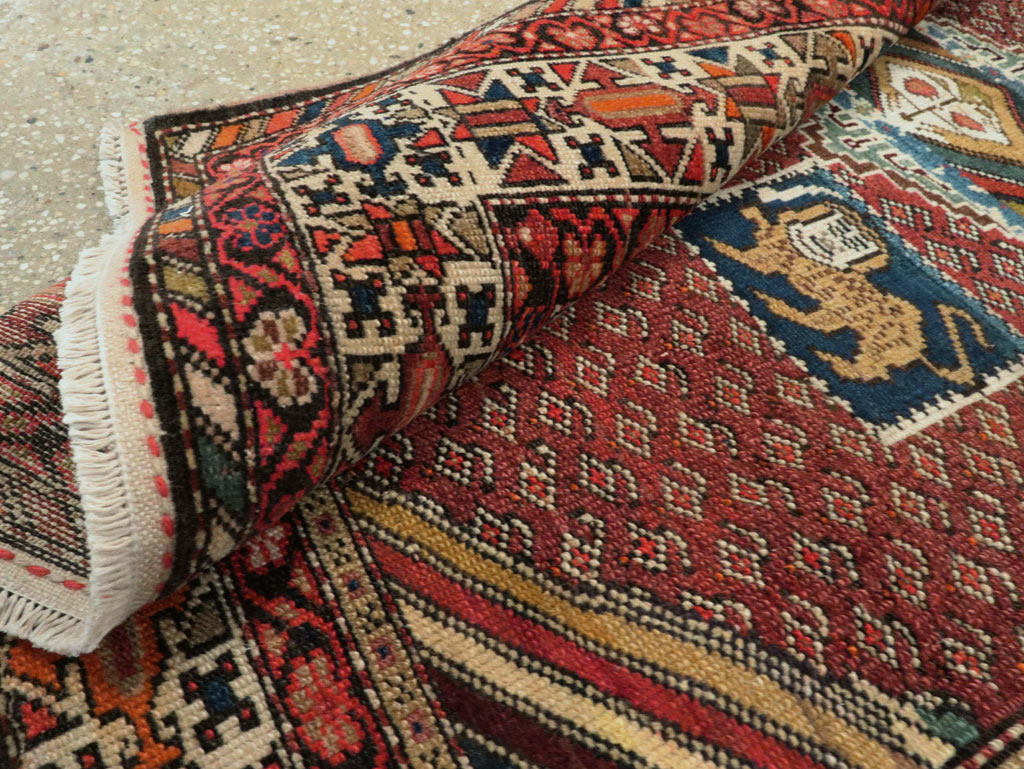 Antique Persian Pictorial Malayer Accent Rug, No.27798 - Staging